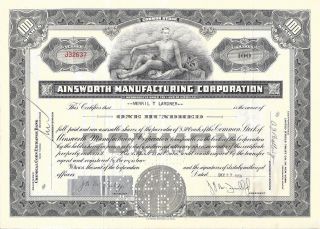 Ainsworth Manufacturing Corporation.  1956 Common Stock Certificate