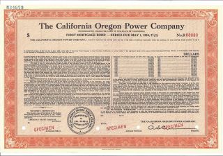 The California Oregon Power Company.  Abn " Specimen " First Mortgage Bond