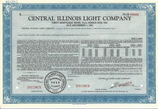 Central Illinois Light Company.  Abn " Specimen " First Mortgage Bond Due 1981