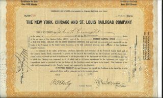The York,  Chicago And St.  Louis Railroad Company.  1923 Temporary Certificate