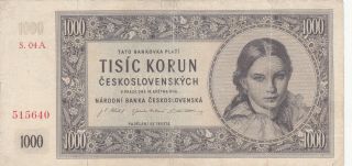 1000 Korun Fine Banknote From Czechoslovakia 1945 Pick - 74