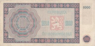 1000 KORUN FINE BANKNOTE FROM CZECHOSLOVAKIA 1945 PICK - 74 2