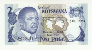 Botswana 2 Pula 1982 Unc P7a Low Serial @