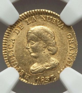 1837 Rs Colombia Gold Peso Nuevo Granada Ngc Au58