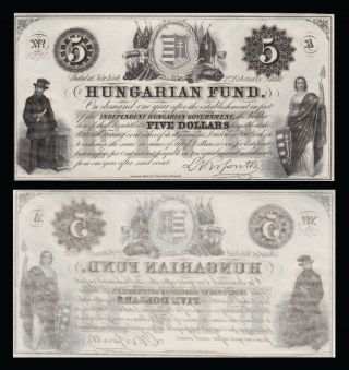 Hungary - 02.  02.  1852 - 5 Dollars (hungarian Fund. ) - P - S137a - From Portugal