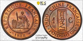 French Indo China 1888 A 1 Cent Pcgs Graded Ms65 World Coin ✮no Reserve✮