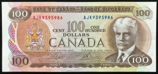 1975 Bank Of Canada $100,  Ajk,  Crow - Bouey,  Choice Au