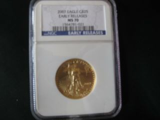 2007 1/2 Oz G$25 American Gold Eagle - Ngc Ms 70 (early Releases)