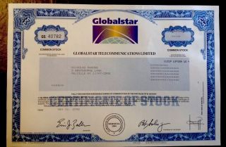Rare - Globalstar Telecommunications Inc.  Stock Certificate -