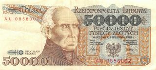 Poland 50,  000 Zlotych 1.  2.  1989 P 153a Series Bu Circulated Banknote 3lb