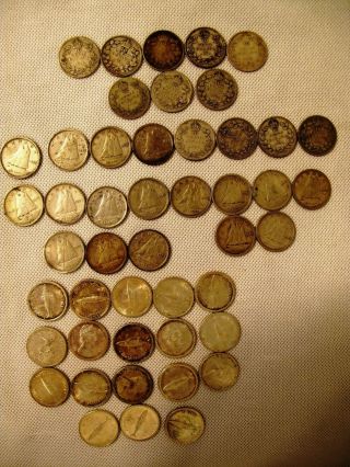 43 Canadian Silver Dimes 1910 - 1967