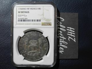Ngc Mexico 1744 8 Reales Philip V Spanish Colonial Silver Coin Xf Scarce