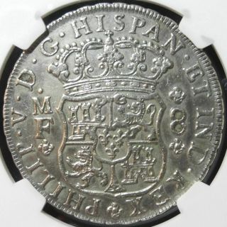 NGC Mexico 1744 8 Reales Philip V Spanish Colonial Silver Coin XF Scarce 4