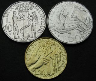 Vatican 10,  20,  50 Lire 1988/x - John Paul Ii.  - 3 Coins.  - 2543