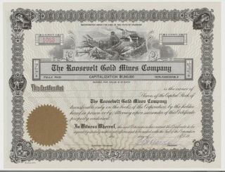 Roosevelt Gold Mines Company Stock Certificate Colorado