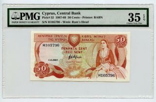Cyprus 1987 50 Cents P 52 Pmg 35 Epq - Pvv