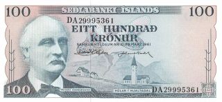 Iceland 100 Kronur L.  29.  3.  1961 P 44 Series Da Uncirculated Banknote Epm29
