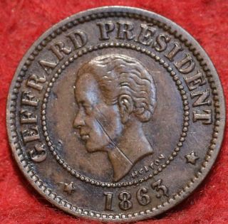 1863 Haiti 5 Centimes Foreign Coin