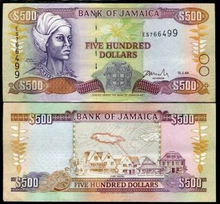 Jamaica 500 Dollars 1999 P 77 Xf