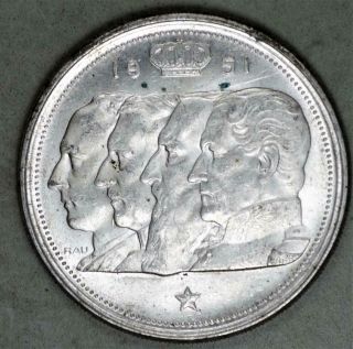 Belgium 1951 100 Francs Silver Coin