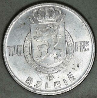 Belgium 1951 100 Francs Silver Coin 2