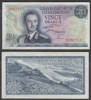 Luxembourg 20 Francs 1966 (vf) Banknote Km 54