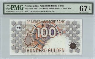 Netherlands 1992 (nd 1993) P - 101 Pmg Gem Unc 67 Epq 100 Gulden