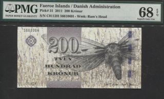 Tt Pk 31 2011 Faeroe Islands / Danish Administration 200 Kronur Pmg 68q
