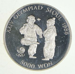 Silver - World Coin - 1987 South Korea 5000 Won - 16.  7g - World Silver Coin 028