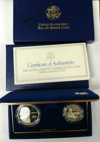 1993 Bill Of Rights Commemorative Proof Uncirculated 90 Silver Dollar And Half