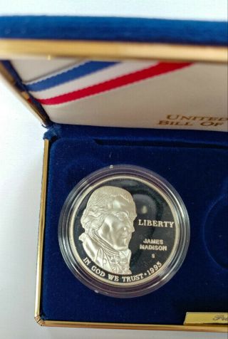 1993 Bill Of Rights Commemorative Proof Uncirculated 90 Silver Dollar And Half 3