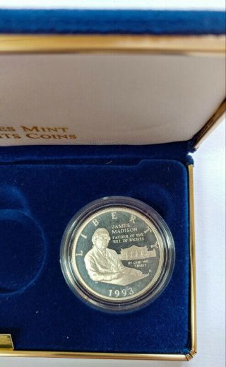 1993 Bill Of Rights Commemorative Proof Uncirculated 90 Silver Dollar And Half 4