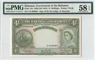 Bahamas 1936 (nd 1954) P - 13b Pmg Choice About Unc 58 Epq 4/ - Shillings