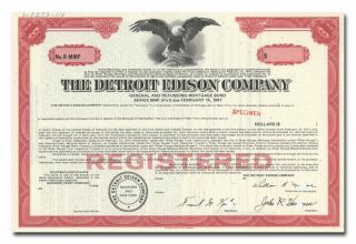 Detroit Edison Company Specimen Bond Certificate