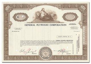 General Plywood Corporation Specimen Stock Certificate (lion Vignette)