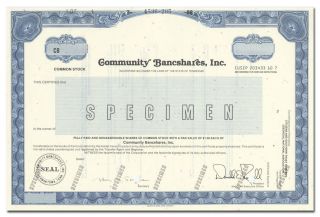 Community Bancshares,  Inc.  Specimen Stock Certificate (tennessee)