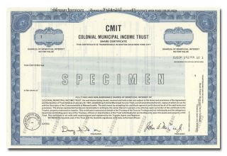Citizens Mortgage Investment Trust Specimen Stock Certificate (massachusetts)