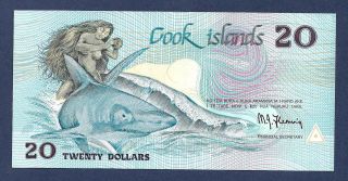 [an] Cook Islands 20 Dollars 1987 P5b Scarce Sign.  Fleming Unc