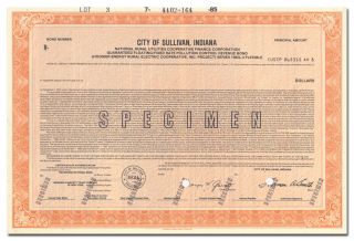City Of Sullivan,  Indiana Specimen Bond Certificate (hoosier Energy)