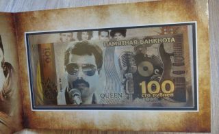 №2 Banknote 100 Rubles Queen (band) Freddie Mercury In The Booklet Silver