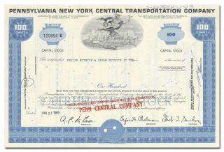 Pennsylvania York Central Transportation Company Stock Certificate