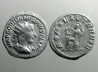 Roman Emperor Gordian Iii_silver Antoninianus_teen Emperor_helmeted Roma