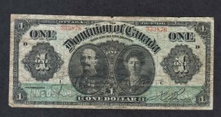 1911 Dominion Of Canada $1 Note 333876 D Series Green Line