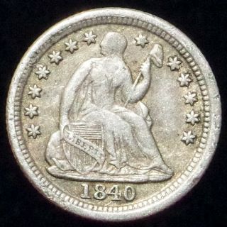 1840 O Half Dime With Drapery Key Liberty Seated 5c Detail
