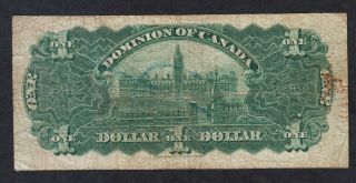 1911 Dominion of Canada $1 Dollar Note 17925H C Series Green Line 2