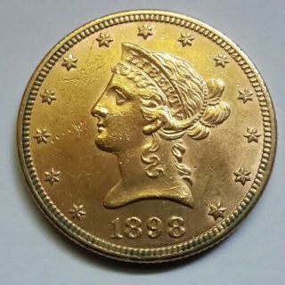 1898 U.  S.  Gold Eagle $10 Ten Dollar Liberty Head Coin,