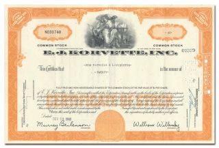 Ej Korvette,  Inc.  Stock Certificate (famous Retailer)