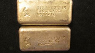 (2) Golden Analytical Poured 10 Oz Silver Bars With Consecutive Serial Numbers