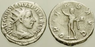 017.  Roman Silver Coin.  Gordian Iii.  Ar Antoninianus.  East.  Sol.  Vf