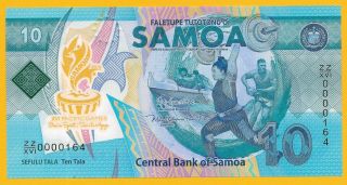 Samoa 10 Tala 2019 Replacement Zz Low Serial Number Unc Polymer Banknote